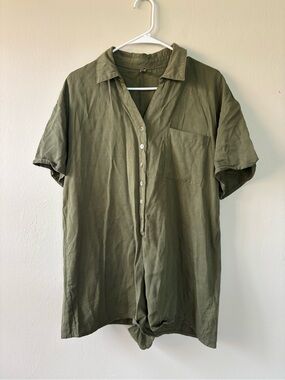 Indian Women’s Size Small Utility Romper Olive Green Shirt Romper